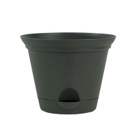 2 Pack of 11.5 Inch Flat Gray Plastic Self Watering Flare Flower Pot or Garden Planter   